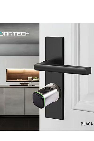 DarTech Dartek Smart Lock with 4-Way Unlock with Fingerprint, Card & App Fits Any Door - Global Version & Smart Home System - Silver