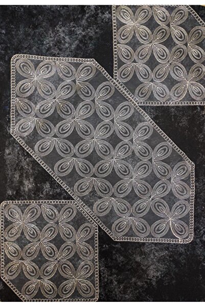 Çt Çeyizci Tekstil 3 Parça Salon Sehpa Takımı, Masa Örtüsü 3 Parça Takım