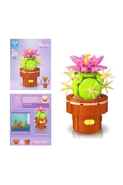 Mega Flowers Construction Toys Cactus Echinopsis Tubiflora 181 Pieces 6+