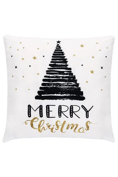 Springos Merry Christmas decorative pillowcase, with zipper, 40 x 40 cm, polyester, white