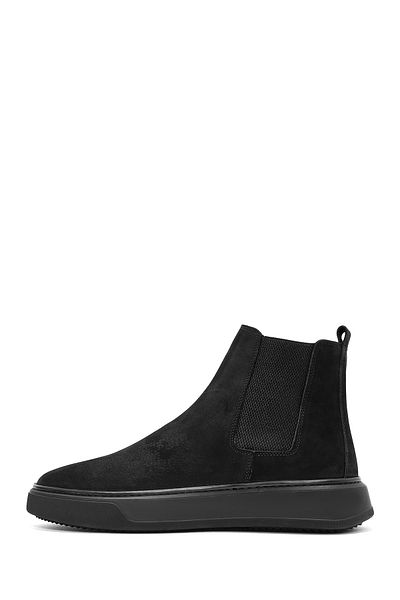 Derimod Men's Black Nubuck Leather Chelsea Boots 24Wfd6324V3