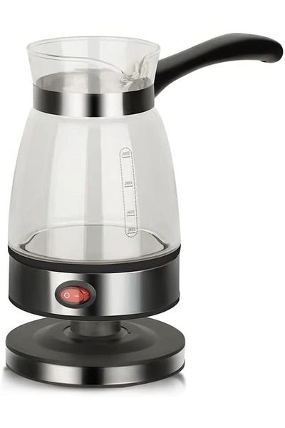 Denx إبريق قهوة كهربائي زجاجي تركي (500 مل) من الفولاذ المقاوم للصدأ DX3418
