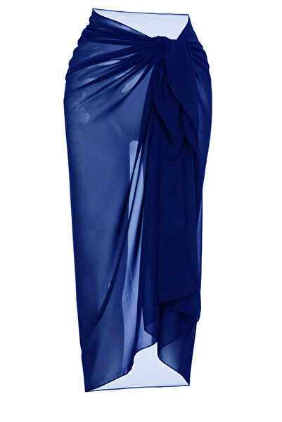 We Concept Kadın Dokuma Şifon Buyuk Beden Xl Plaj Pareo Saks Mavi 90x180cm