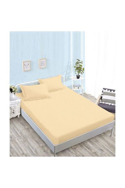 Sonia-home Bed Cover And 2 Pillowcases, With Elastic, , 2 Persons, Uni, 160x200cm, Mustard