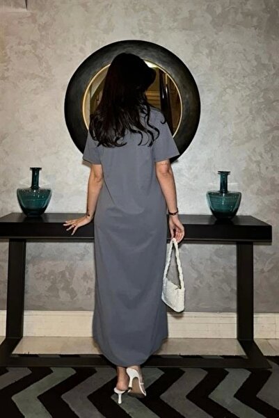 Lijuri Manque Polo Neck Slit Dress 2689-8