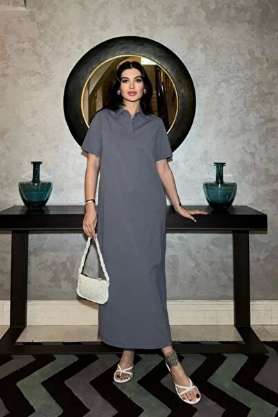 Lijuri Manque Polo Neck Slit Dress 2689-8