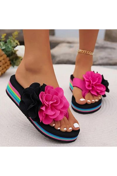 Deniz Terlik Wedge Women's Beach Floral Flip Flops