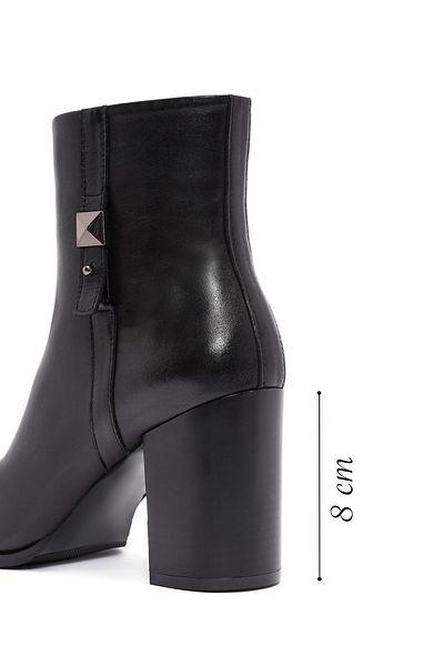 Derimod Women's Black Zippered Thick Heeled Leather Boots 24Wfd 163218