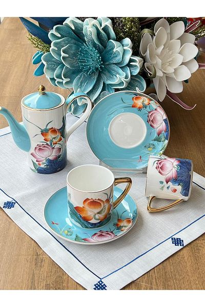 Mikasa Moor Garden Blue Tea Set 5 Pieces for 2 People