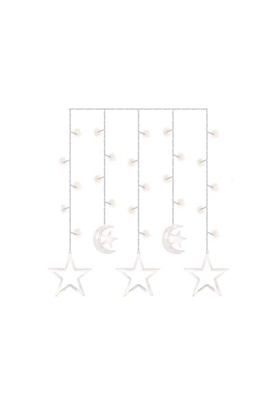 Springos Moon & Stars model light installation, with 138 LEDs, for Christmas, Curtain type, length 2m, white