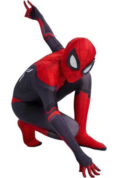 EvrikaUnity Costum Spiderman Copii, Marvel, Avengers, Lycra, 3-4 ani, 105-115, Rosu/ Negru