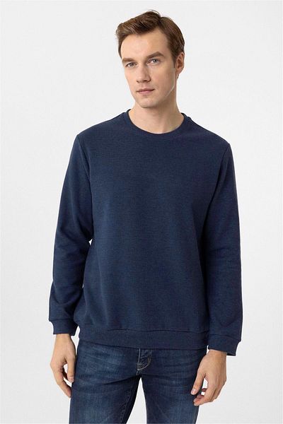 SÜVARİ Πλεκτό με κανονικό σχέδιο Navy Blue Crew Neck