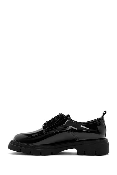 Derimod Black Patent Leather Women's Shoes - Lace-Up, Masculine 24Wfd 161916