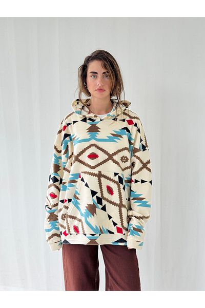 Retrobird Polar Winter Oversize Unisex Hooded Sweatshirt Unisex Ivory