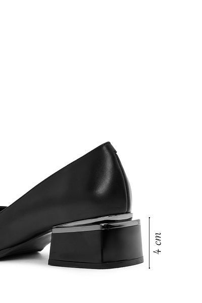 Derimod BlacK Leather short Heeled Women's shoes - 24WFD 188618