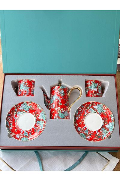Mikasa Moor Garden Red Tea Set 5 Pieces for 2 People