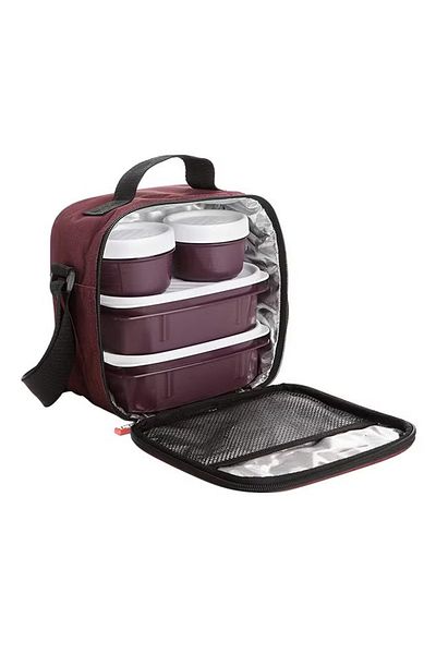 Tatay 5-Piece Lunch Box Kit Urban Bugundy/White