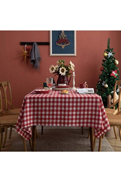 PUFO Classic oilcloth tablecloth, 140 x 180 cm, white/red