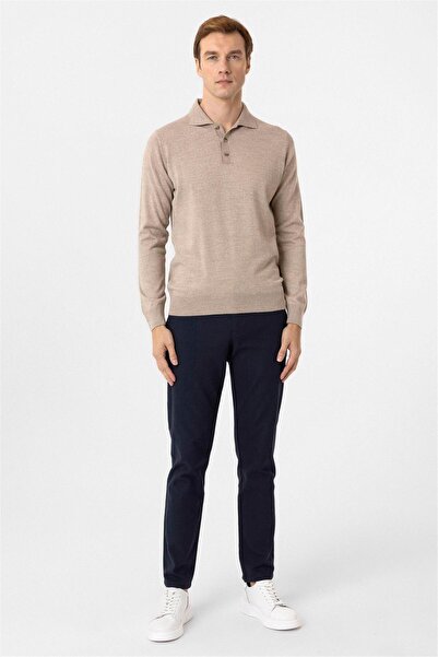 SÜVARİ Bej Regular Düz Polo Yaka Triko