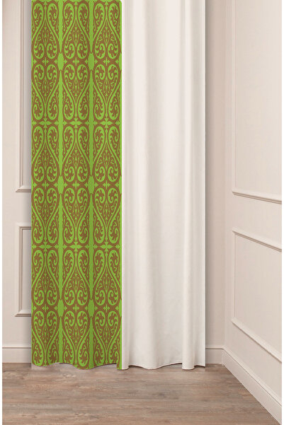 GREENDECOR Perdele de fundal modernă și elegantă, autentică, anatoliană, cu model etnic, cu design special digital cu imprimeu (cu o singură aripă)