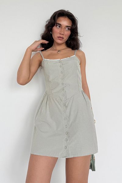 Madmext Γυναικείο Μίνι Φόρεμα Mint Green Gingham Mg2387