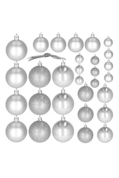 Springos Set of 30 Christmas Baubles for the Tree, Plastic, diameter 4-6 cm, Silver color