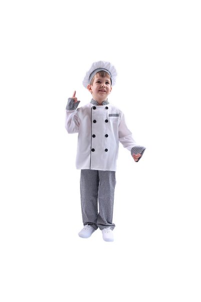 EvrikaUnity Costum de Bucatar Chef pentru Copii, Set cu Palarie, Tesatura Fin...