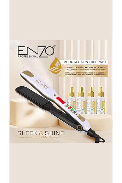 ENZO EN-5111B Professional Hair Straightener – Advanced Ceramic Titanium Plates with Adjustable Heat