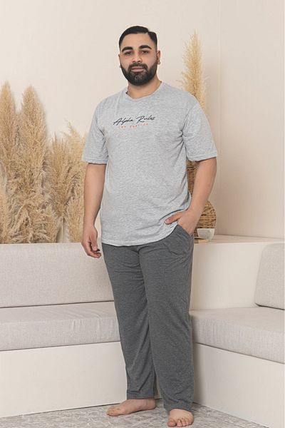 Farya Home Plus Size Cotton Pocket Short Sleeve Men's Pajama Set