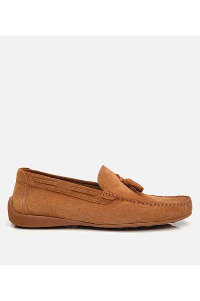 Hotiç Men's Suede Leather Tan Tassel Detailed Casual Loafer