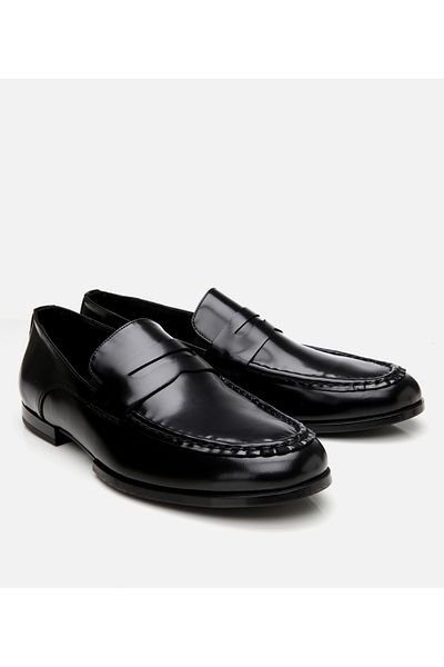 Hotiç Men's Leather Black Classic Loafer