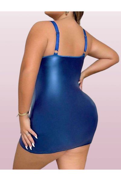 Cooqpoo Albastru 2XL-3XL-4XL Mărimea pieptului Dantela Piele strânsă Costum de lux mărime mare