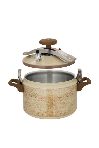 ALSAIF Aluminum Granite Pressure Cooker Size: 9 Liter, Color: Brown Travertine