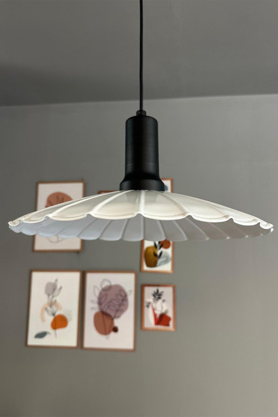 Bamyum Risso Beyaz Metal Büyük Avize Siyah Fener Başlık Tekli Rustik Cafe Mutfak Modern Sarkıt Aydınlatma