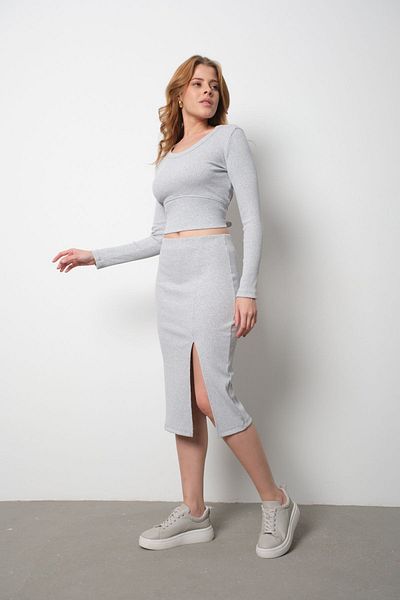 egs fashion Slit Skirted Double Set