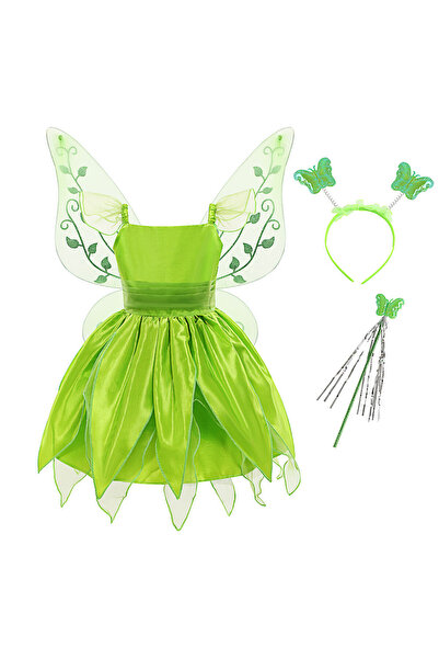 EvrikaUnity Rochie Tinker Bell pentru Copii, Set Bentita si Bagheta cu flutur...
