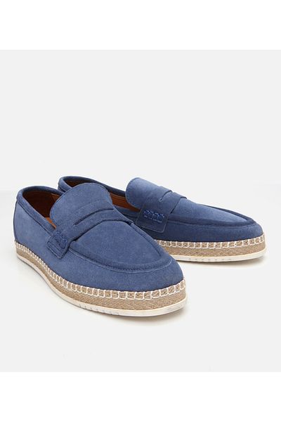 Hotiç Men's Suede Leather Blue Espadrilles