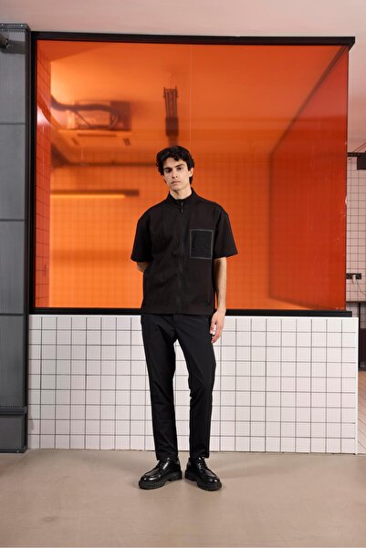 GMG FIRENZE Ανδρικό μπλουζάκι με φερμουάρ με λεπτομέρεια Bomber Collar Flexi ...