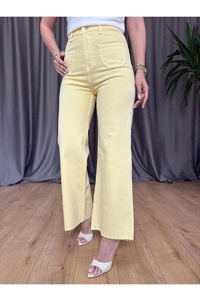 Size Özgü Orj. Brand Yellow Wide Leg Flare Jean