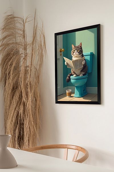 Artavessa Tablou MDF 20x30 cm cu aspect de ramă neagră One Piece, cu imprimeu de pisică - Model 13