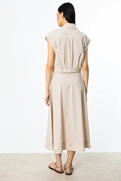 Ekol On Kuşgözü Детальний парашутний тканинний спідниця бежевий 56402