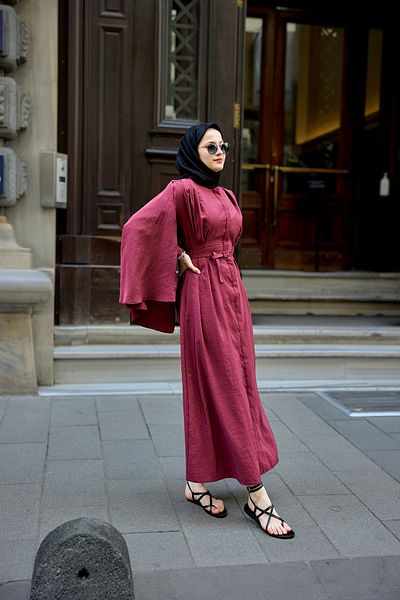 LOCCO Women's Cape Dress Burgundy