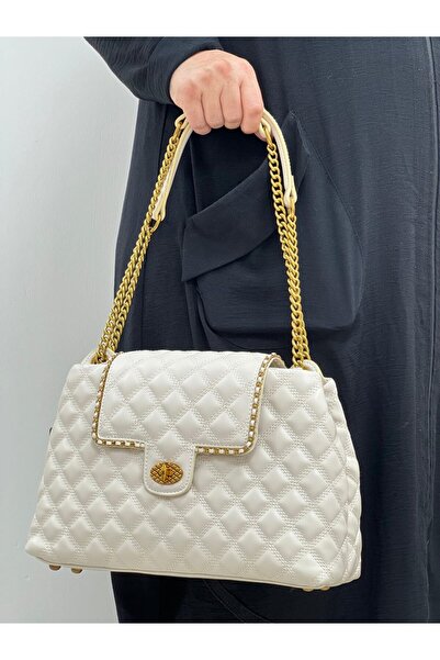 KRISTE BELL BEJ OMUZ ZİNCİRLİ ASKILI KADIN ÇANTASI