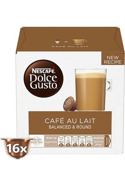 Nescafe NESCAFÉ DOLCE GUSTO Cafe Au Lait Coffee Capsules - 16 Capsules, Brown