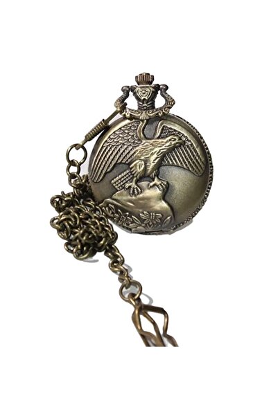 hediyesahibi Kişiye Özel Retro Kartal Kabartmalı Quartz Köstekli Saat