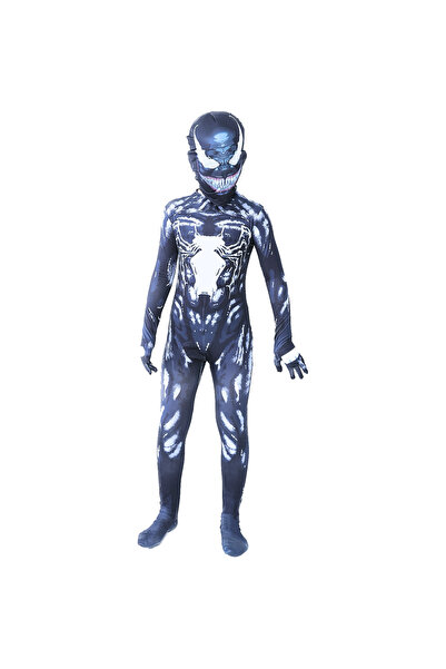 EvrikaUnity Costum Venom Copii, Super Erou, Marvel, Lycra, 3-4 ani, 110, Negr...