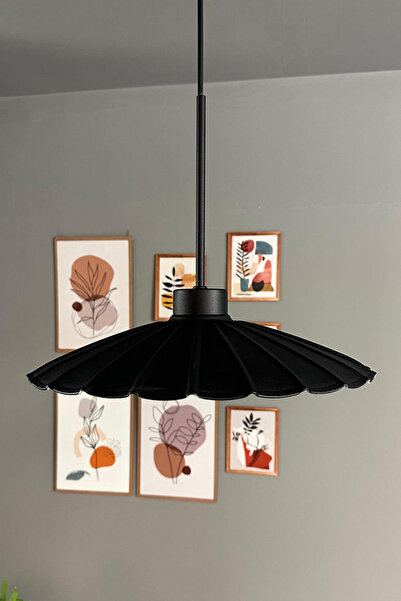 Bamyum Risso Siyah Metal Büyük Avize İnce Siyah Başlık Tekli Rustik Cafe Mutf...