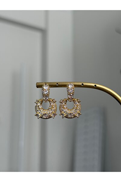 XUPING JEWELRY 18K zirkon taşlı gold şık çelik küpe paslanmaz kararmaz