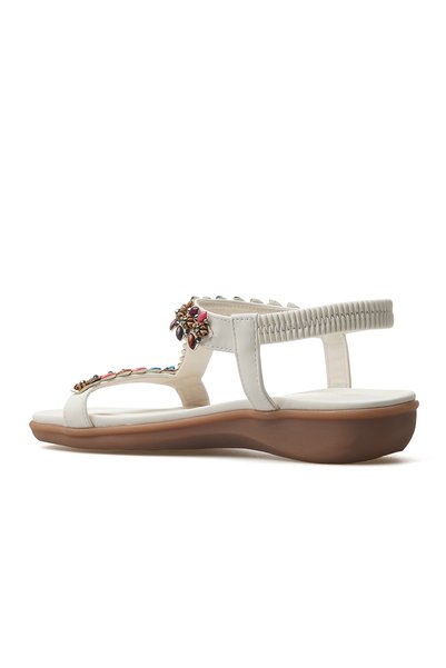 Guja Women's Stone Detailed Daily Sandals 25Y 25Y150-8 Z White