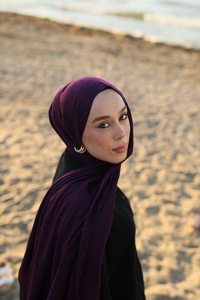 Modakaşmir Βαμβακερό σάλι Plum Neo